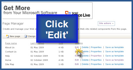 Microsoft Office Live - Page Editor