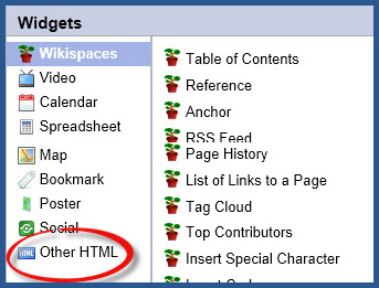 Wikispaces - Other HTML
